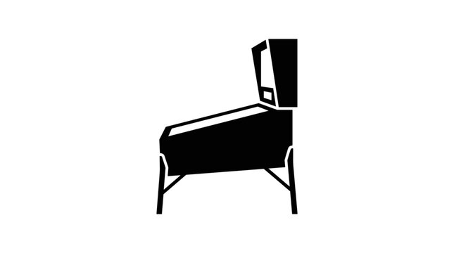 Black silhouette of a pinball machine on a white background.