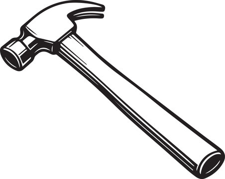 Black hammer with metal shaft lying idle Vector