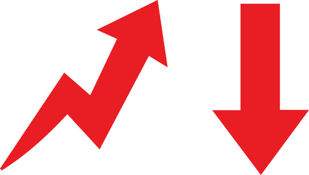 Red upward and downward arrow icons set Vector