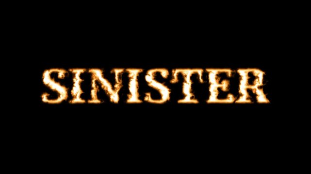 A bold golden text effect spelling SINISTER with dark gothic style on a black background for horror and supernatural themes
