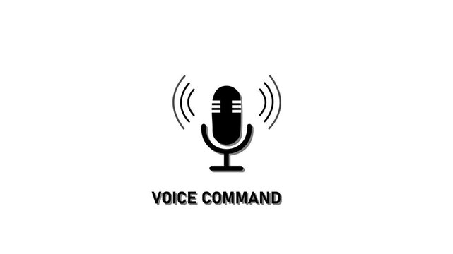 Minimalist voice command animation with microphone symbol for smart technology and ai interface artificial intelligence