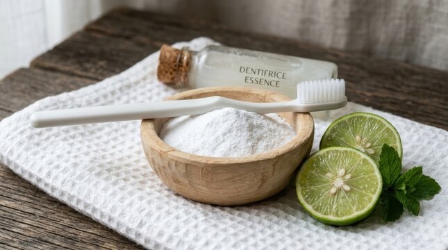 Natural Dentifrice Essence with Baking Soda and Lime Ingredients for Oral Care