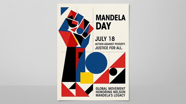 Abstract geometric poster design for mandela day commemoration with geometric
