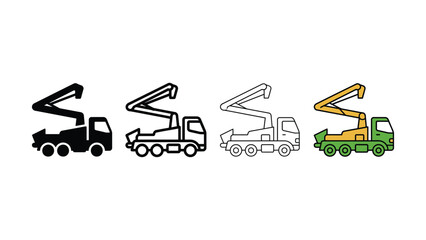 Construction vehicle with extended boom arm during daytime isolated on white background © Sharif