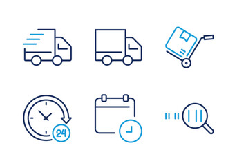 Delivery Tracking and Transportation thin line icon set. Minimal web icons © Abbasy  Kautsar