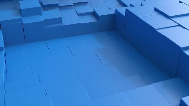A pattern of blue three dimensional cubes with varying heights