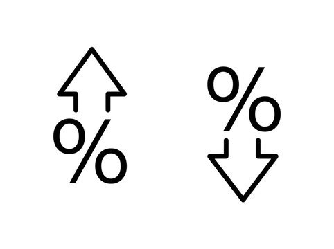 Up and down percentage change arrows icon isolated on white background