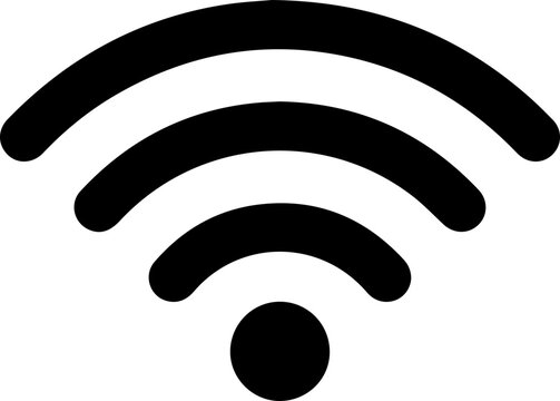 Minimalist black wireless fidelity signal icon isolated on white background representing high speed internet connectivity