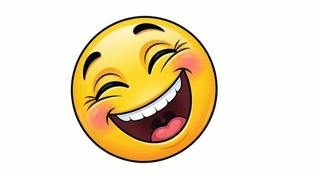 Close-up of a Bright Smiling Laughing Emoji Face