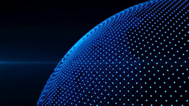Blue glowing dots forming curved pattern
