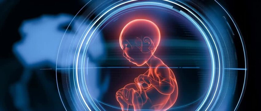 A fetus in the womb as a hologram.