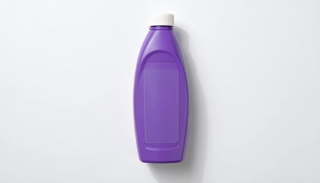 Purple plastic bottle with white cap on plain background
