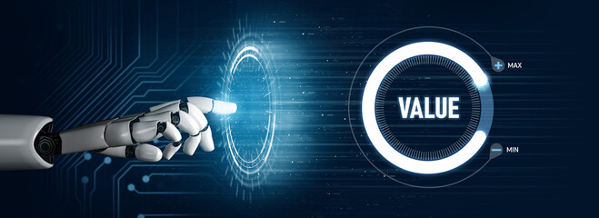 Naklejka premium AI optimizes ERP systems through virtual assistants, automating processes and enhancing efficiency in enterprise resource planning. Vouch