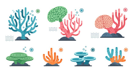 Flat Coral Reef Icon Set © marhandra