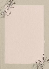 Fototapeta premium Pastel pink paper background, dry flower border