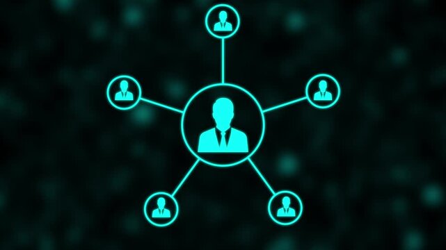 Animation of network of connections with digital icons . digital interface connection and communication concept enhanced for scalable data-driven ecosystems