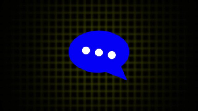 Glowing message chat box icon animation. Communication symbol animated on black background. chat message icon. Massage icon animation video. exudes approachability as a speech bubble hovers nearby,4k