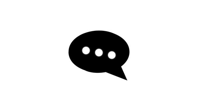 Glowing message chat box icon animation. Communication symbol animated on black background. chat message icon. Massage icon animation video. exudes approachability as a speech bubble hovers nearby,4k