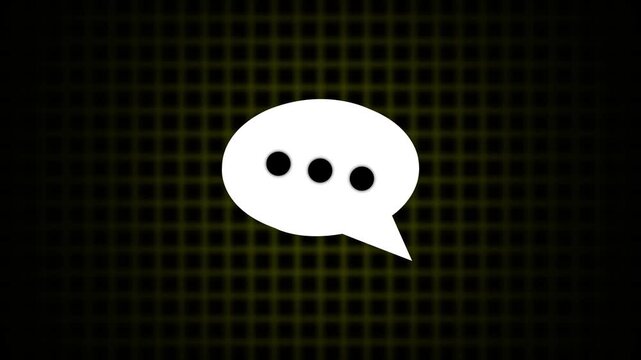 Glowing message chat box icon animation. Communication symbol animated on black background. chat message icon. Massage icon animation video. exudes approachability as a speech bubble hovers nearby,4k