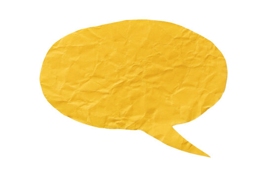 Wide Yellow Oval Paper Speech Bubble with Crumpled Texture on Transparent Background