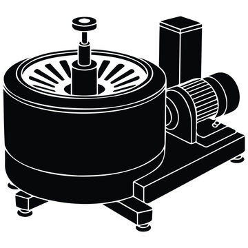 Heavy industrial mixer with electric motor vector silhouette design.