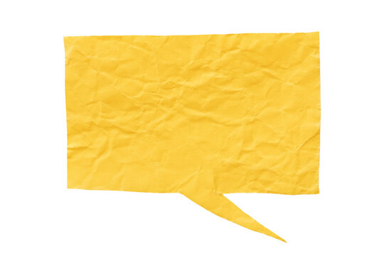 Yellow Rectangular Paper Speech Bubble with Long Tail on Transparent Background