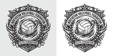 Northstar Volleyball Federation elite emblem with volleyball and star crest © Hamdani