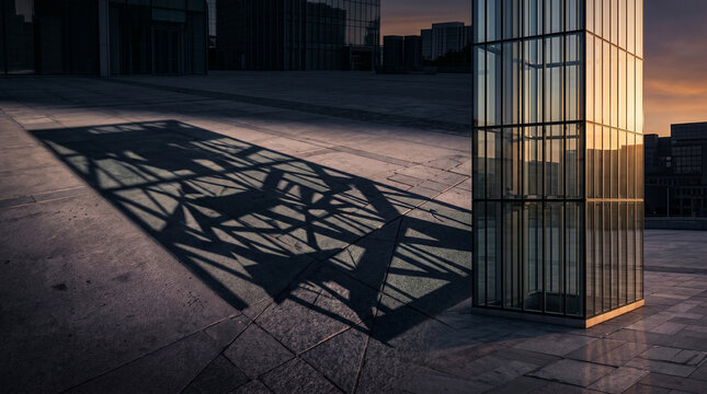Geometric Shadow of a Modern Glass Building