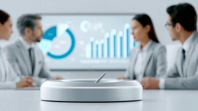 A diverse group of business professionals sit around a conference table, analyzing charts and graphs displayed on a large screen, evaluating the effectiveness of various investment strategies.