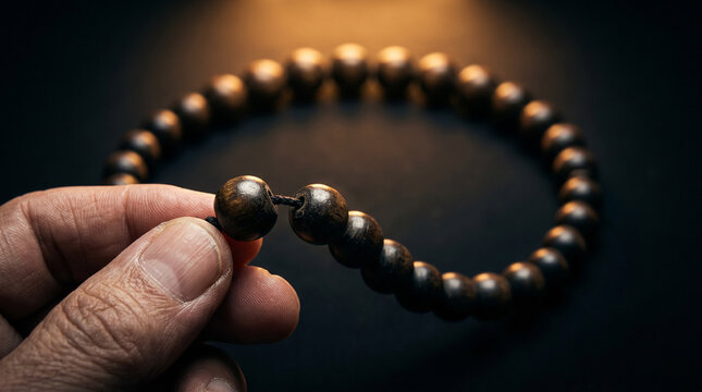 Prayer beads in hand