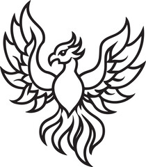 Fototapeta premium Phoenix bird line art vector image