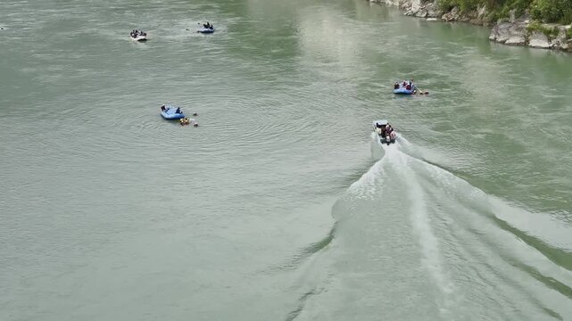 Rishikesh Ganga river a popular tourist destination for rafting and boating in Utarakhand