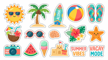 Summer vacation stickers on white background © bahar
