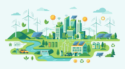 Naklejka premium City Embraces Renewable Energy Sources