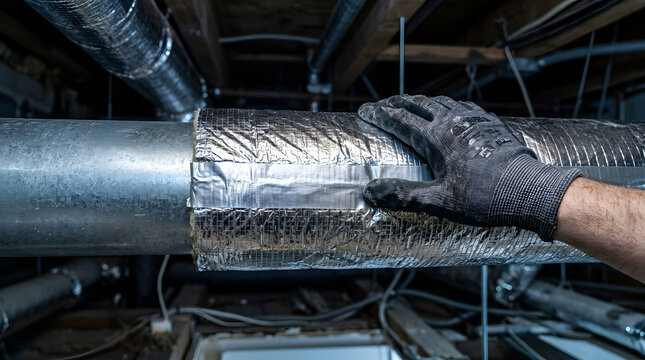 HVAC duct insulation repair | sealing air vents with duct tape | professional home insulation services | energy efficiency home maintenance