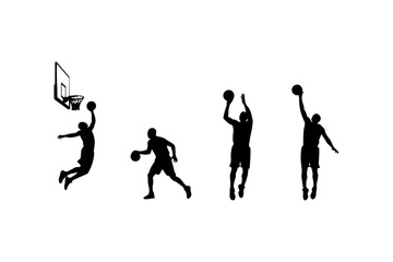 Fototapeta premium Basketball Pose Silhouette Collection Minimal Black Sports Icons