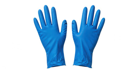 Obraz premium Pair of blue nitrile medical gloves for protection isolated on transparent background