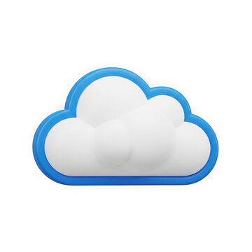 Illustrated cloud shape with blue outline and white fill design transparent background