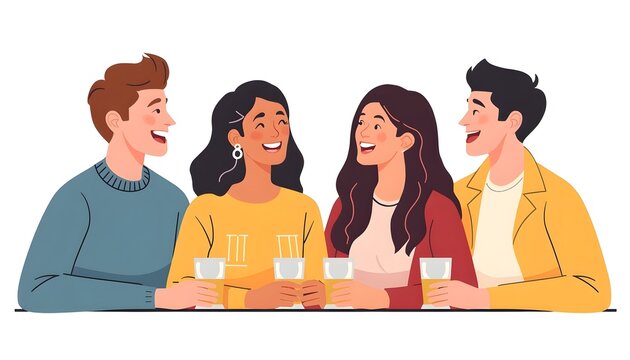 Friends Chatting and Laughing Together Social Interaction Concept Clean Vector Asset