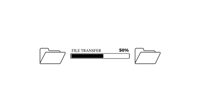 Minimalist File Transfer Loading Progress Bar Animation From Zero To One Hundred Percent On White Background