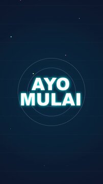 Ayo Mulai Text Animation with Futuristic Circular HUD Elements.