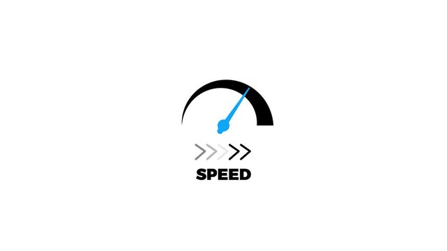 Minimalist Internet Speed Test Dashboard Speedometer Gauge Animation Element on White Background