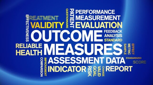 Outcome Measures animated word cloud-text design animation tag kinetic typography seamless loop.