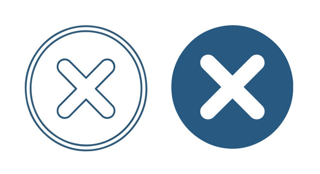 Circle with cross mark icon set: Icon set - Minimalist, flat icon, outline, glyph, linear, clipart, sticker 
