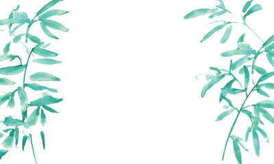 Fototapeta premium 水彩風の竹背景イラスト｜涼しげな和風夏デザインWatercolor Bamboo Background Illustration – Japanese Summer Design
