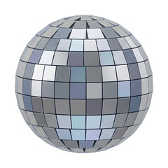 Obraz premium Silver disco ball with mirrored tiles on a white background