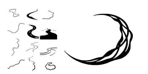 Fototapeta premium River Bend Outline Smooth Curve Vector Icon Pack