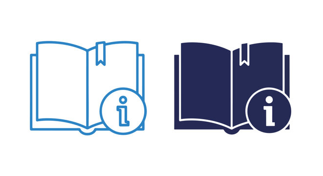 Information knowledge base blue icon set: Glyph and solid icon set - Icon vector - Editable line icons. Vector illustration