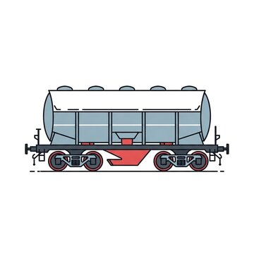 Vector illustration of a modern freight train hopper car for transporting bulk materials like grain or coal, side view of a railway wagon isolated on white background