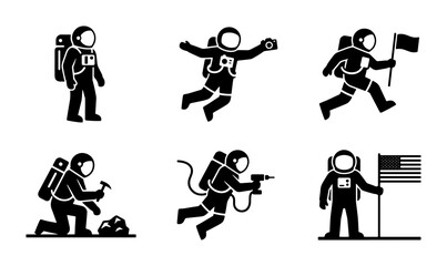 Astronaut Poses and Actions Icon Set © Rakib